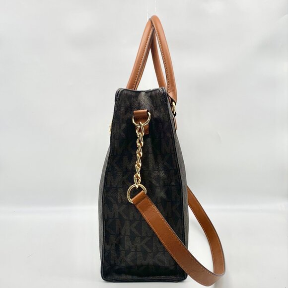 Michael Kors Brown Logo Print Large Hamilton Tote - Picture 3 of 10
